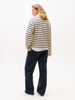 Gold-Tone Button Relaxed Rugby Sweatshirt — Multi 4