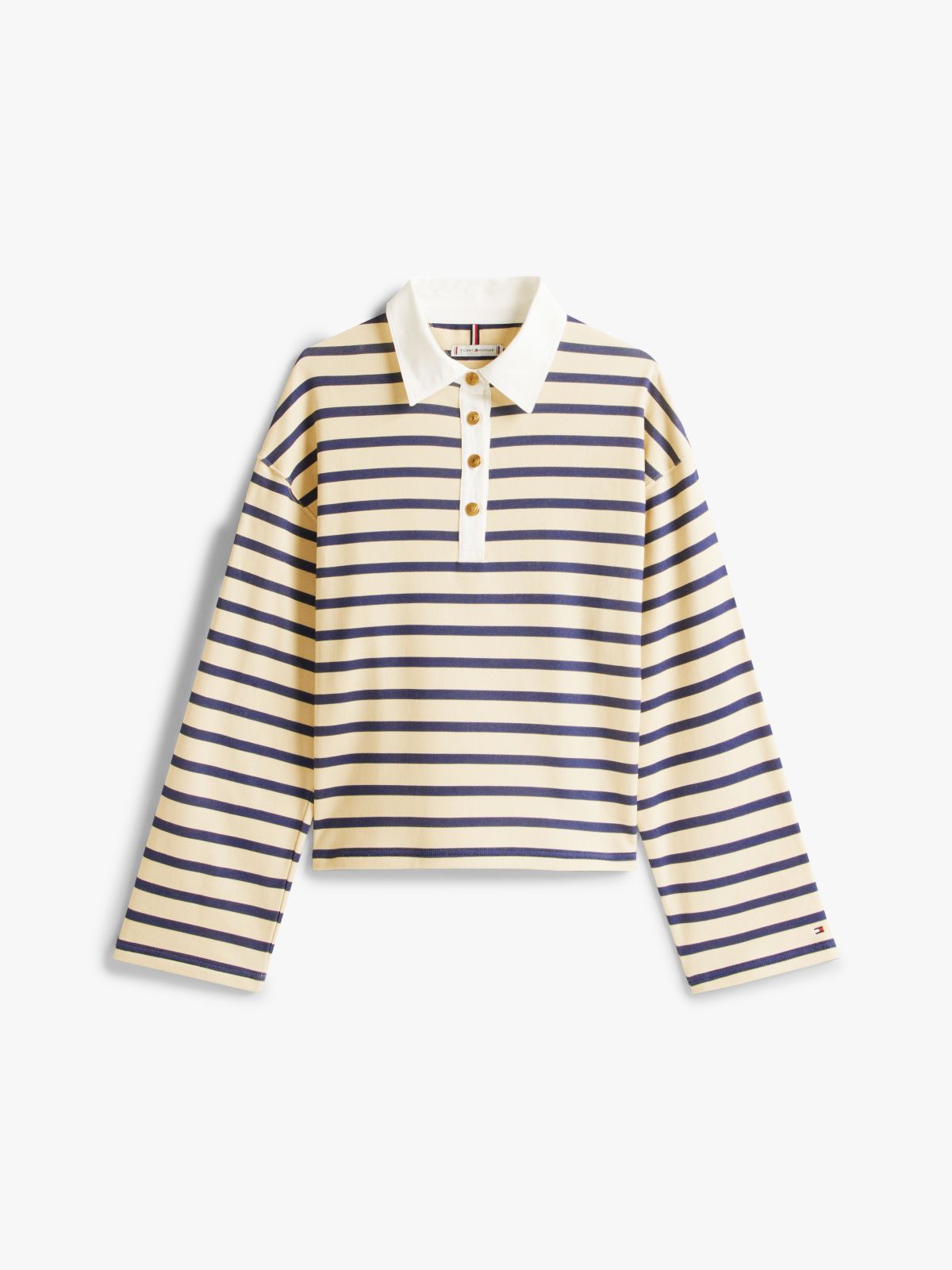 Gold-Tone Button Relaxed Rugby Sweatshirt — Multi