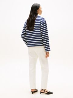 Gold-Tone Button Relaxed Rugby Sweatshirt — Multi 4