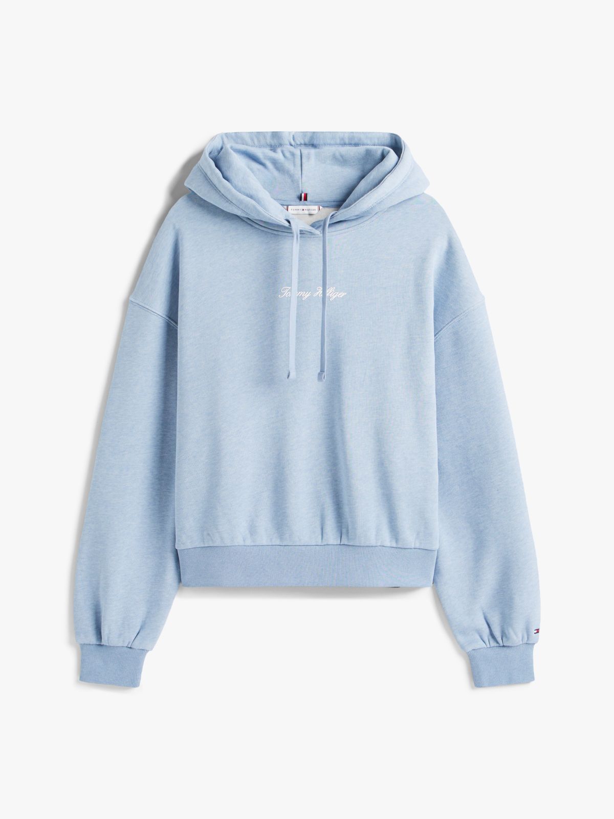 Textured Logo Relaxed Hoody — Blue