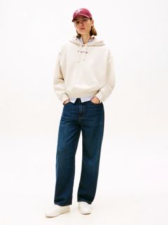 Textured Logo Relaxed Hoody — Beige 3