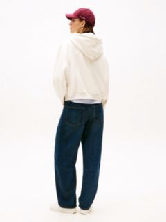 Textured Logo Relaxed Hoody — Beige 4
