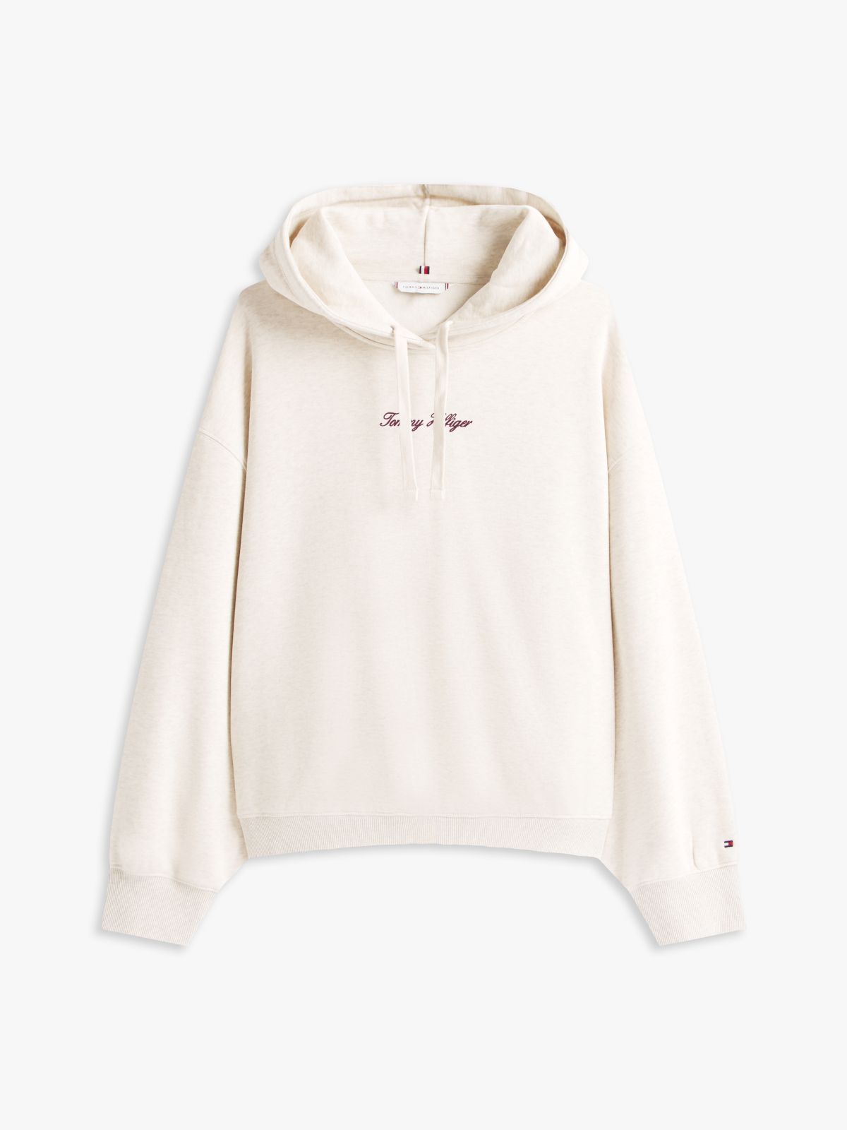 Textured Logo Relaxed Hoody — Beige