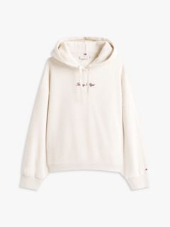 Textured Logo Relaxed Hoody — Beige 5
