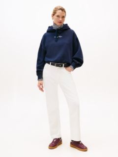 Textured Logo Relaxed Hoody — Blue 3
