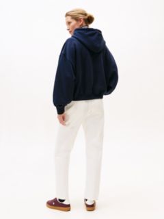 Textured Logo Relaxed Hoody — Blue 4