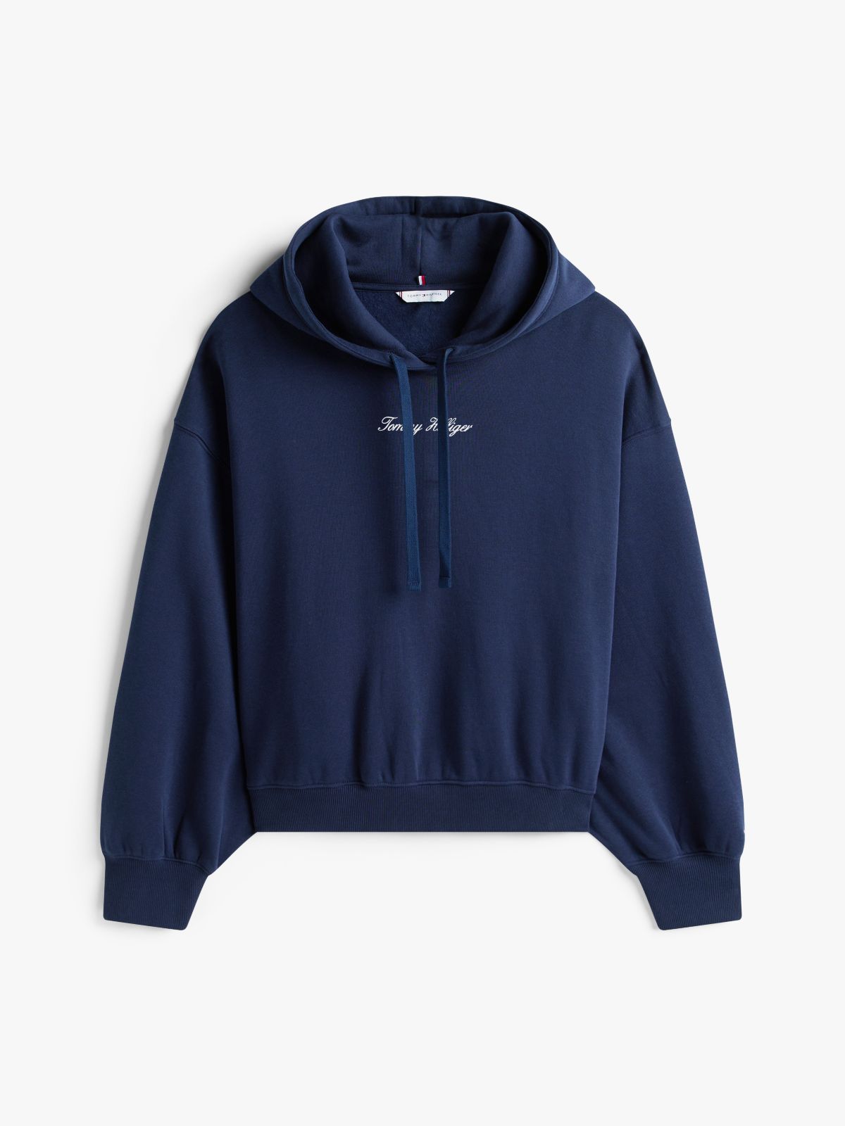 Textured Logo Relaxed Hoody — Blue