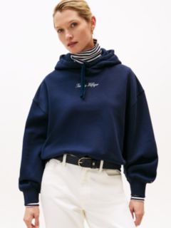 Textured Logo Relaxed Hoody — Blue 1