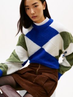 Argyle Oversized Alpaca Blend Jumper — Multi 2