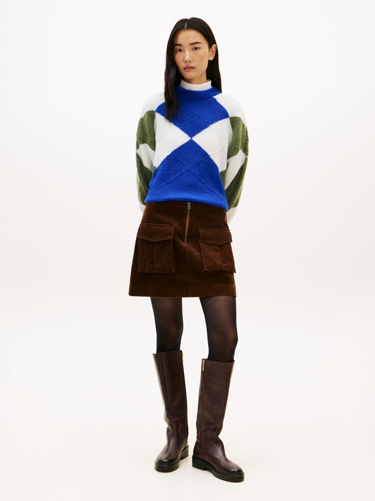 Argyle Oversized Alpaca Blend Jumper — Multi