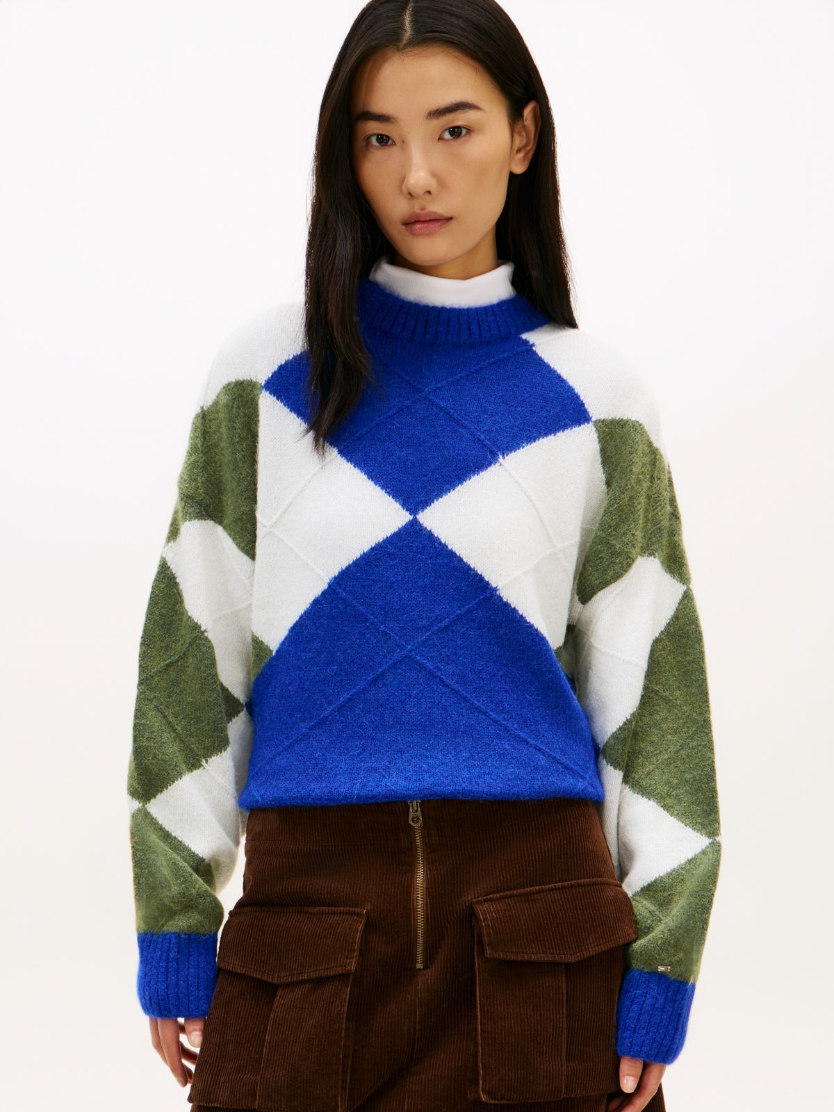 Argyle Oversized Alpaca Blend Jumper — Multi