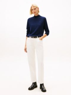 Mock Neck Jumper With Cashmere — Blue 3
