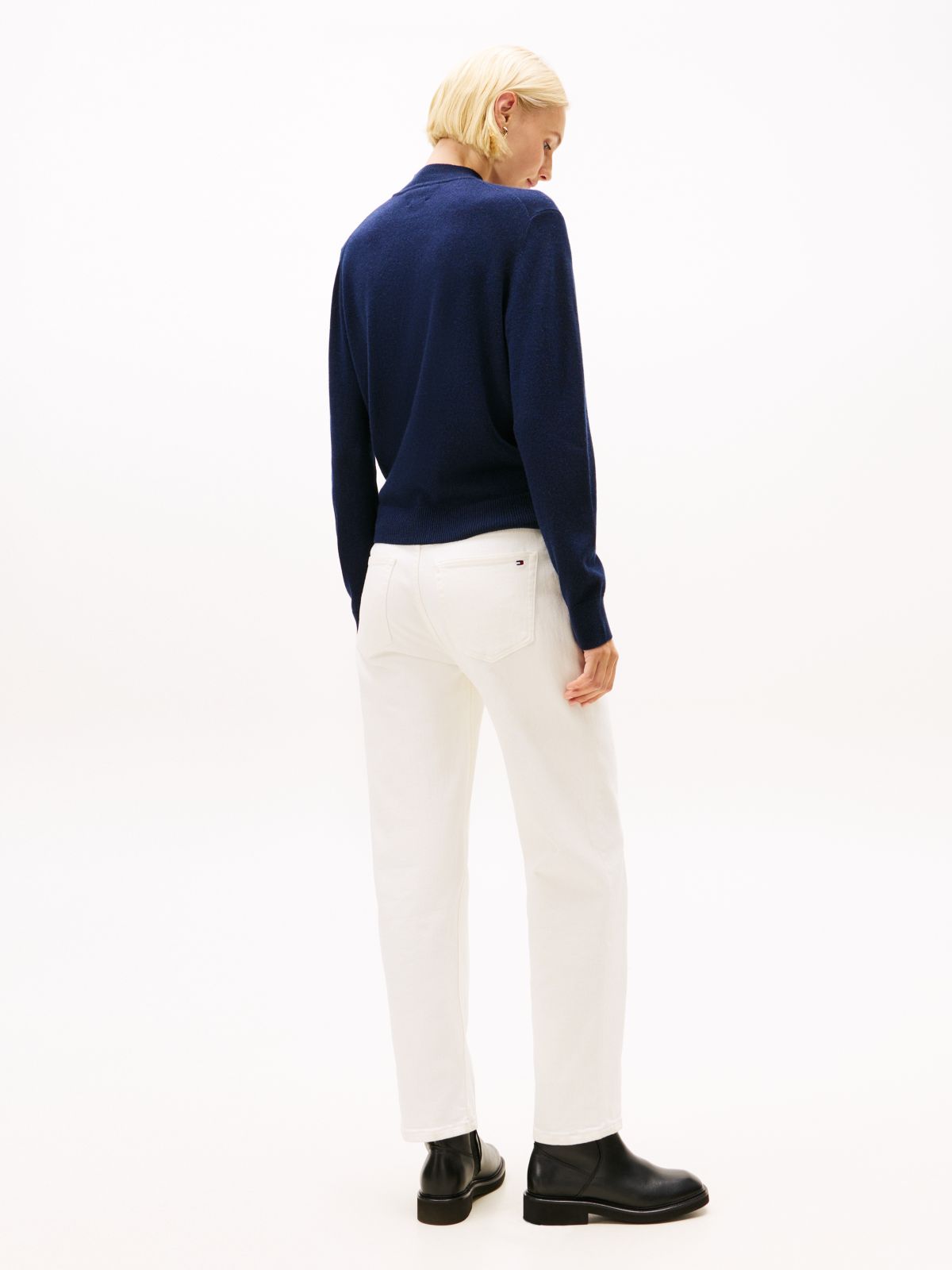 Mock Neck Jumper With Cashmere — Blue