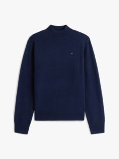 Mock Neck Jumper With Cashmere — Blue 5