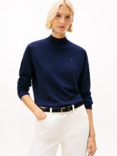Mock Neck Jumper With Cashmere — Blue 1