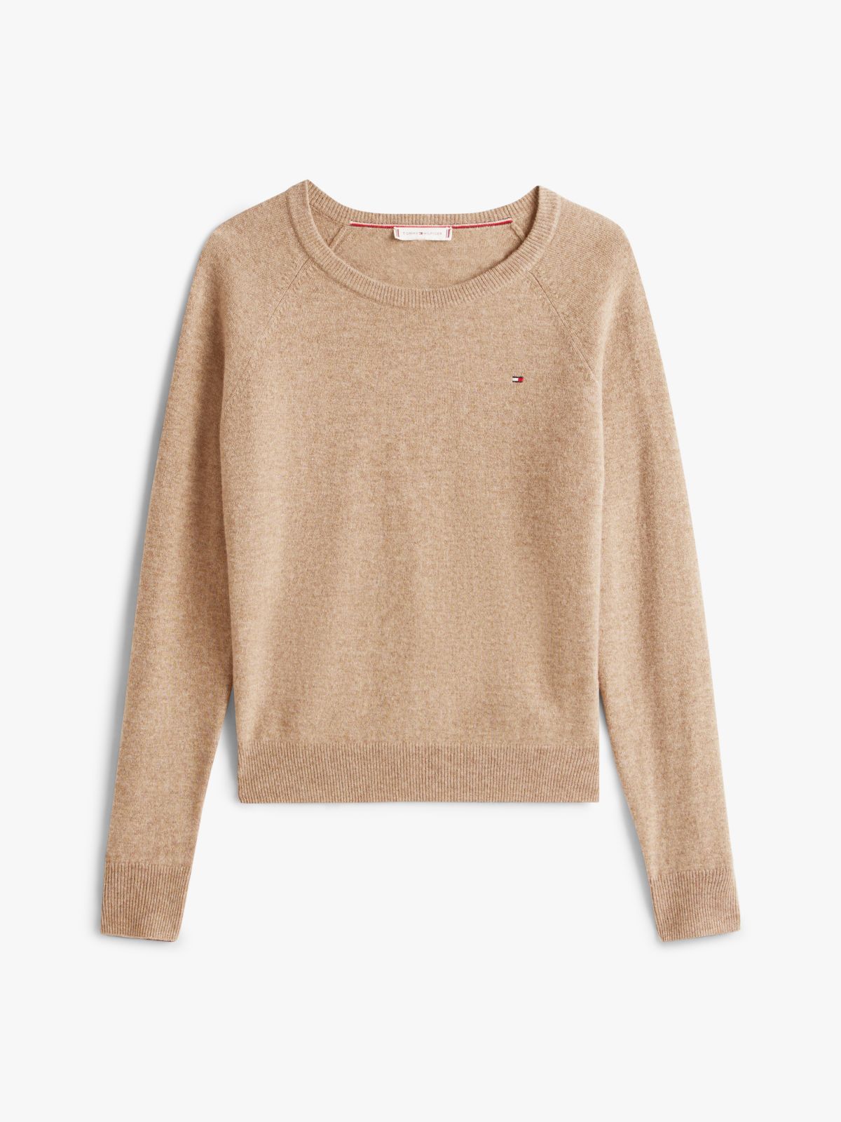 Crew Neck Jumper With Cashmere — Brown