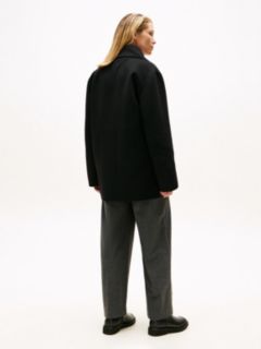 Wool Blend Double Breasted Peacoat — Black 4
