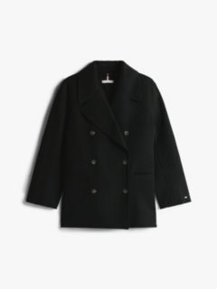 Wool Blend Double Breasted Peacoat — Black 5