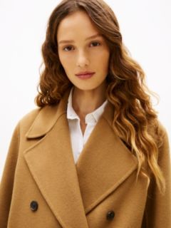 Wool Blend Double Breasted Peacoat — Brown 2