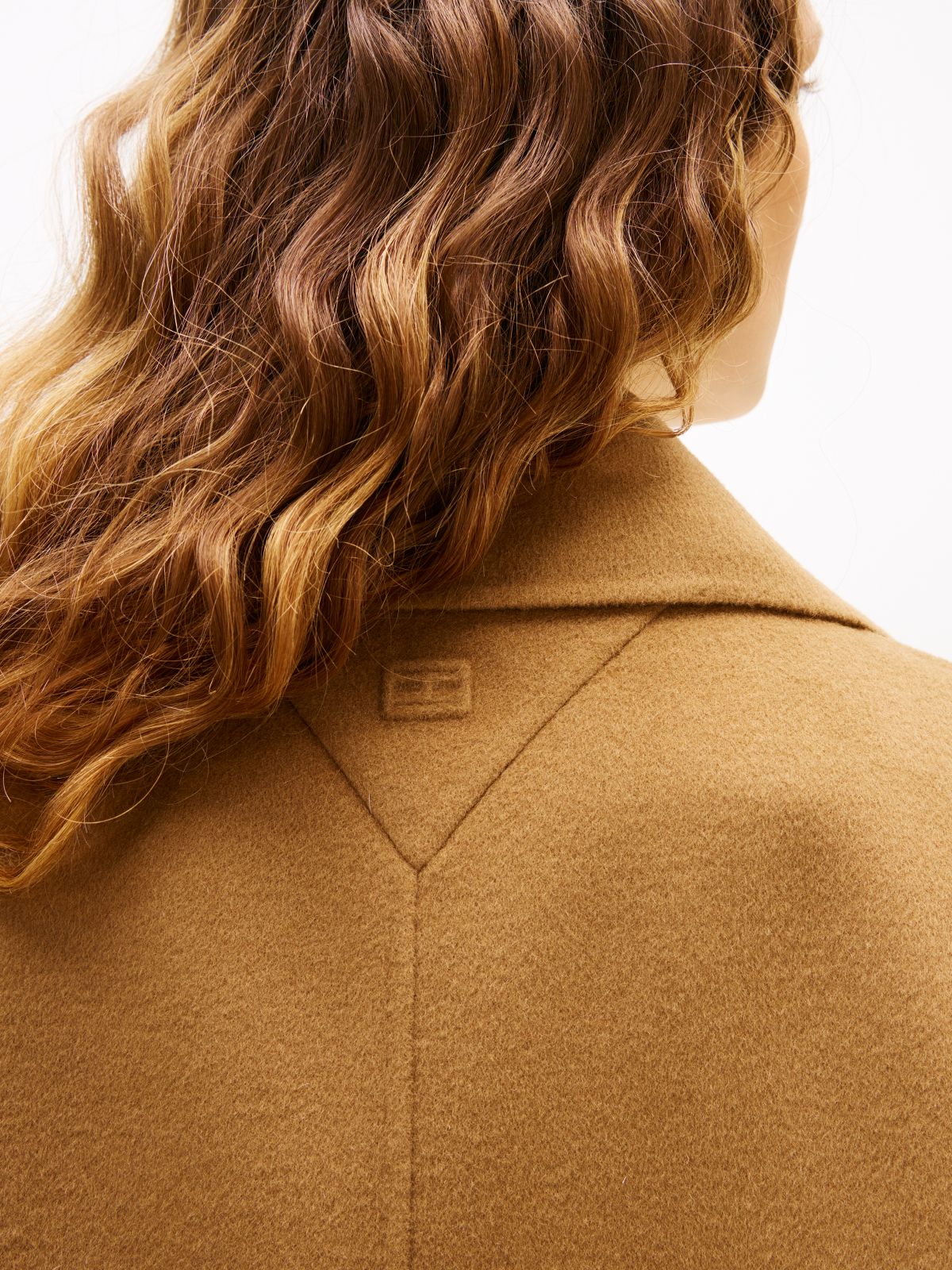 Wool Blend Double Breasted Peacoat — Brown