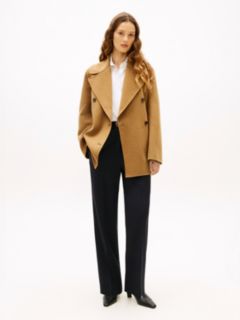 Wool Blend Double Breasted Peacoat — Brown 1