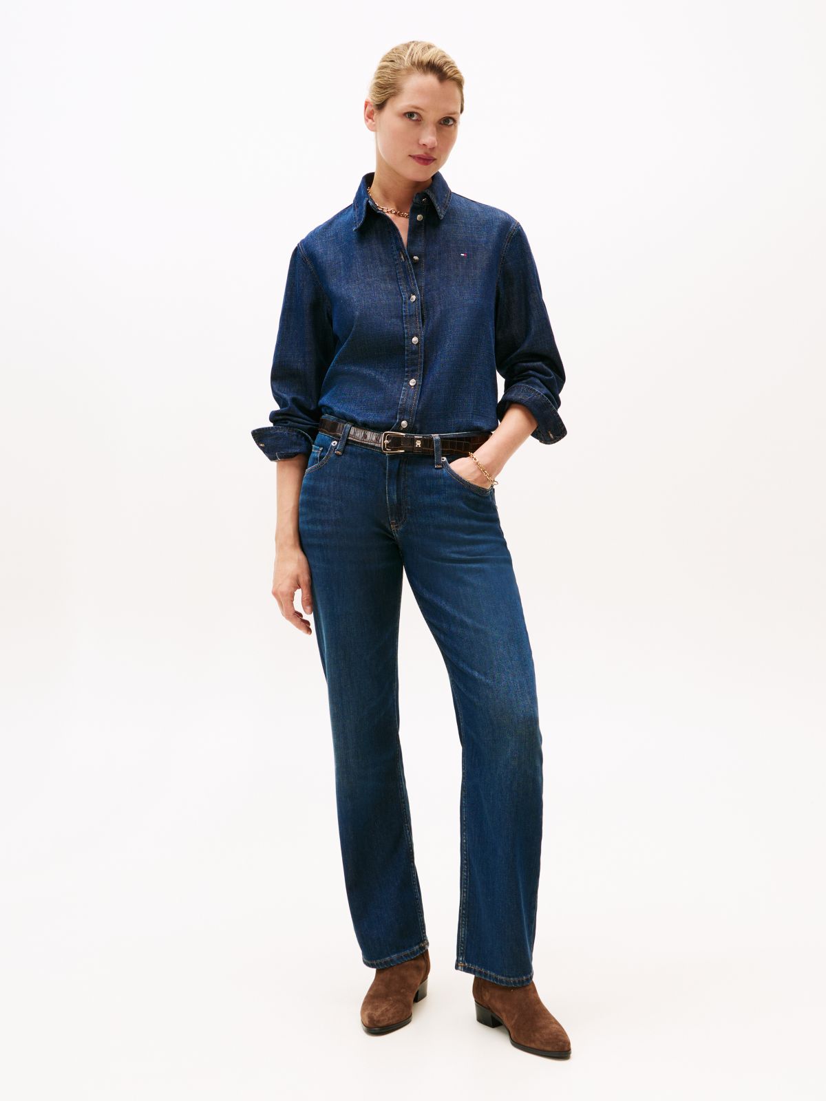 High Rise Straight Leg Jeans — Blue