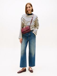 Gold-Tone Button Stripe Sweatshirt — Multi 3