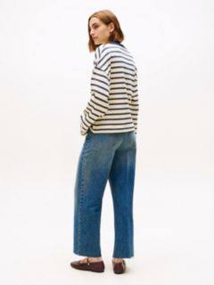 Gold-Tone Button Stripe Sweatshirt — Multi 4