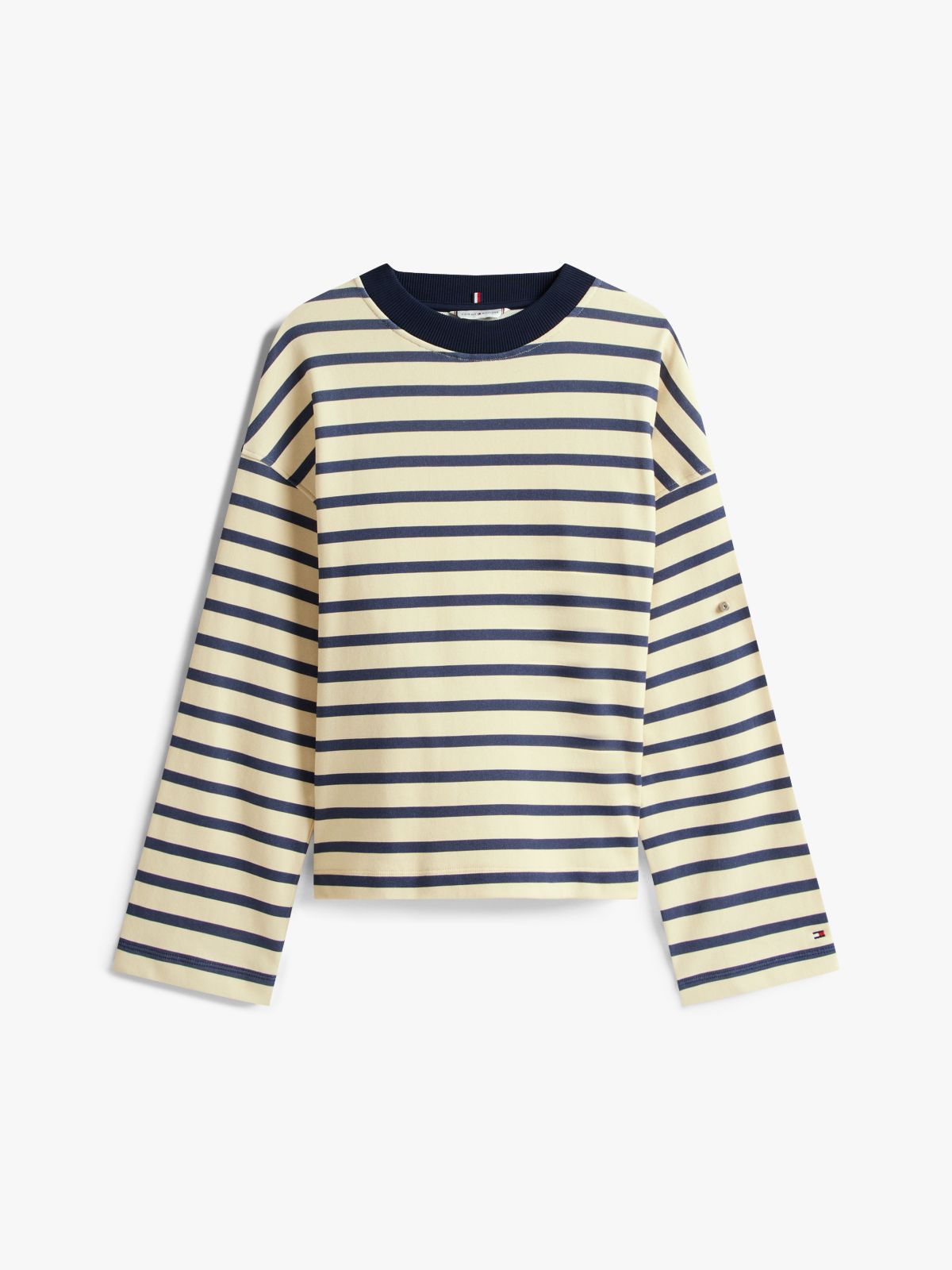 Gold-Tone Button Stripe Sweatshirt — Multi