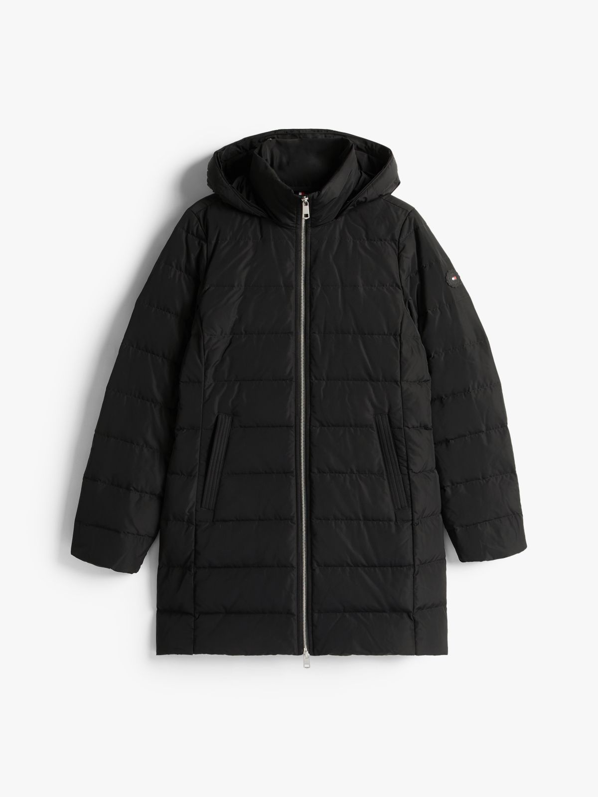 Faux Fur Hood Down Puffer Coat — Black