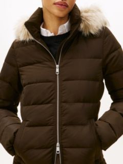Faux Fur Hood Down Puffer Coat — Brown 2