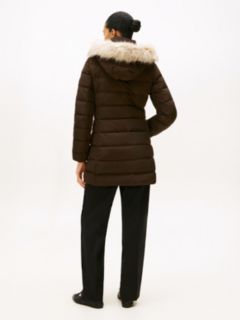 Faux Fur Hood Down Puffer Coat — Brown 4