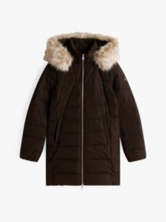 Faux Fur Hood Down Puffer Coat — Brown 5