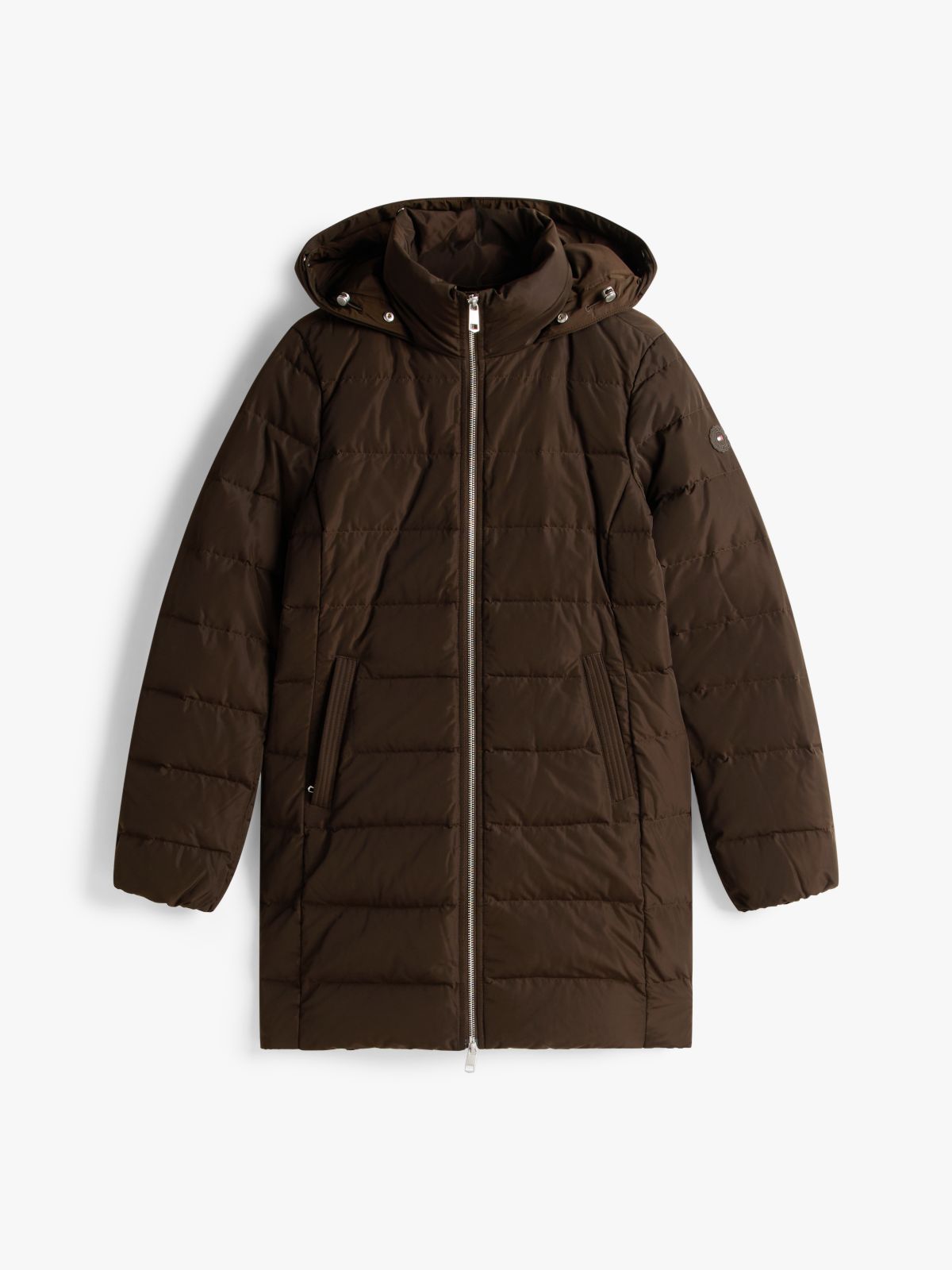 Faux Fur Hood Down Puffer Coat — Brown