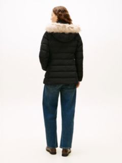 Faux Fur Hood Down Puffer Jacket — Black 4