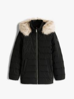 Faux Fur Hood Down Puffer Jacket — Black 5