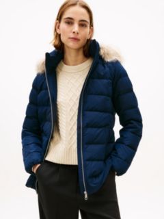 Faux Fur Hood Down Puffer Jacket — Blue 4