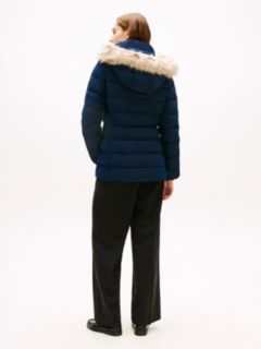 Faux Fur Hood Down Puffer Jacket — Blue 5