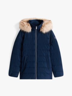Faux Fur Hood Down Puffer Jacket — Blue 6