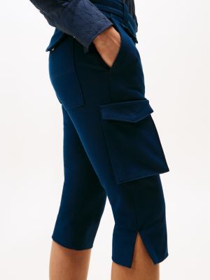 blau the runway collection slim cropped fit cargohose für damen - tommy hilfiger