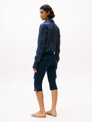 blau the runway collection slim cropped fit cargohose für damen - tommy hilfiger
