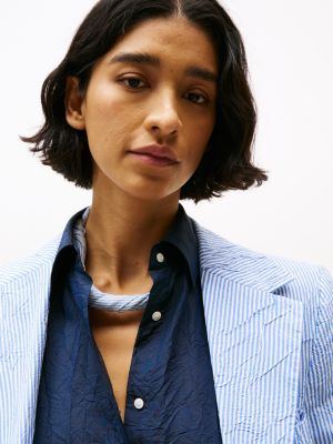 blau the runway collection regular fit seidenmix-bluse für damen - tommy hilfiger