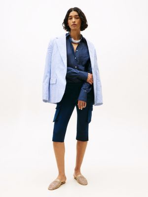 blau the runway collection regular fit seidenmix-bluse für damen - tommy hilfiger