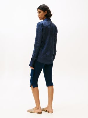 blau the runway collection regular fit seidenmix-bluse für damen - tommy hilfiger