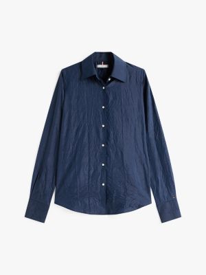blau the runway collection regular fit seidenmix-bluse für damen - tommy hilfiger
