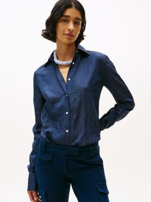 blue the runway collection regular fit seidenmix-bluse für damen - tommy hilfiger