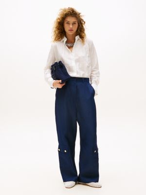 weiß the runway collection regular fit seidenmix-bluse für damen - tommy hilfiger