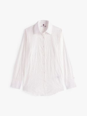 weiß the runway collection regular fit seidenmix-bluse für damen - tommy hilfiger