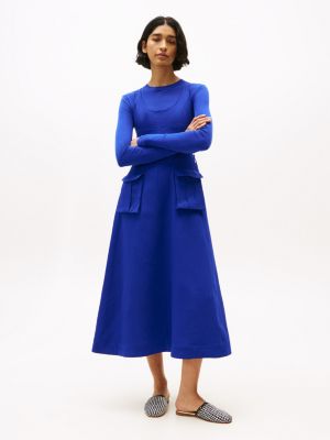 blue the runway collection slim fit midi-kleid für damen - tommy hilfiger