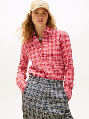 red the runway collection regular fit seidenmix-bluse für damen - tommy hilfiger